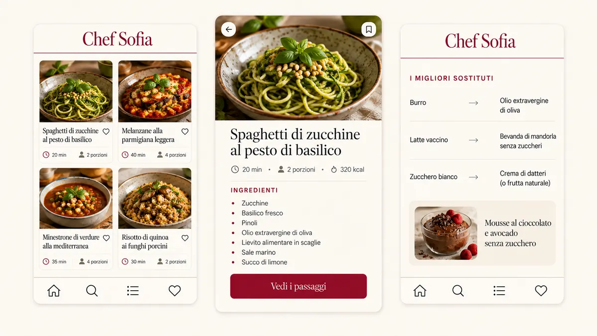 Schermate dell'app Chef Sofia Moretti