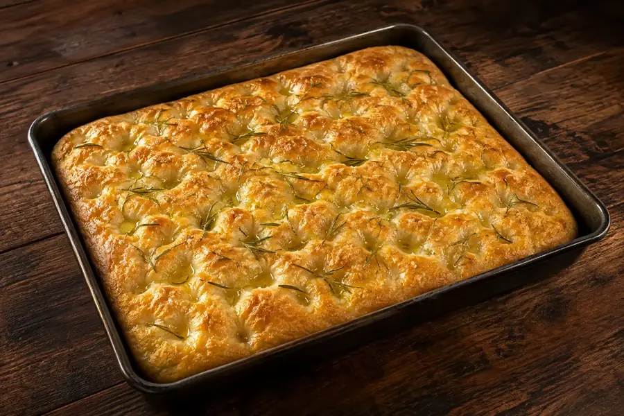 Focaccia al rosmarino appena sfornata